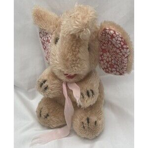 Vintage Kamar Pink Elephant Plush w/ Pink Hibiscus Ears 10” Stuffed Animal RARE